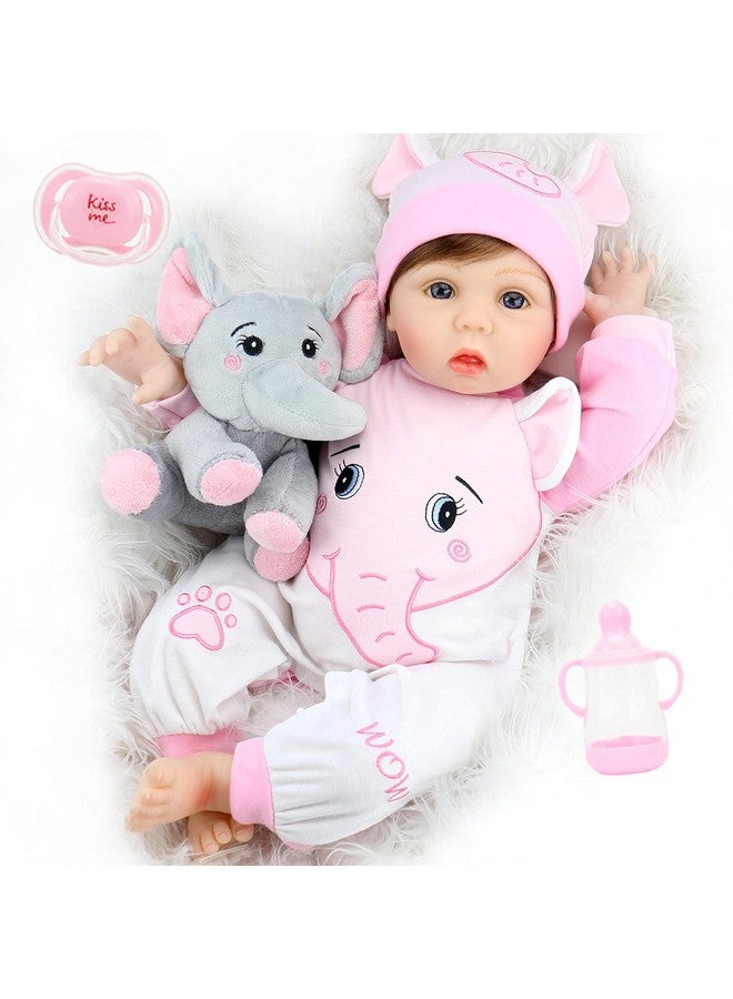 Reborn Baby Dolls Girl 22 Inch Realistic Newborn Baby Doll Weighted Lifelike Toddler That Look Real With Elephant Jumpsuit And Toy In Gift Box