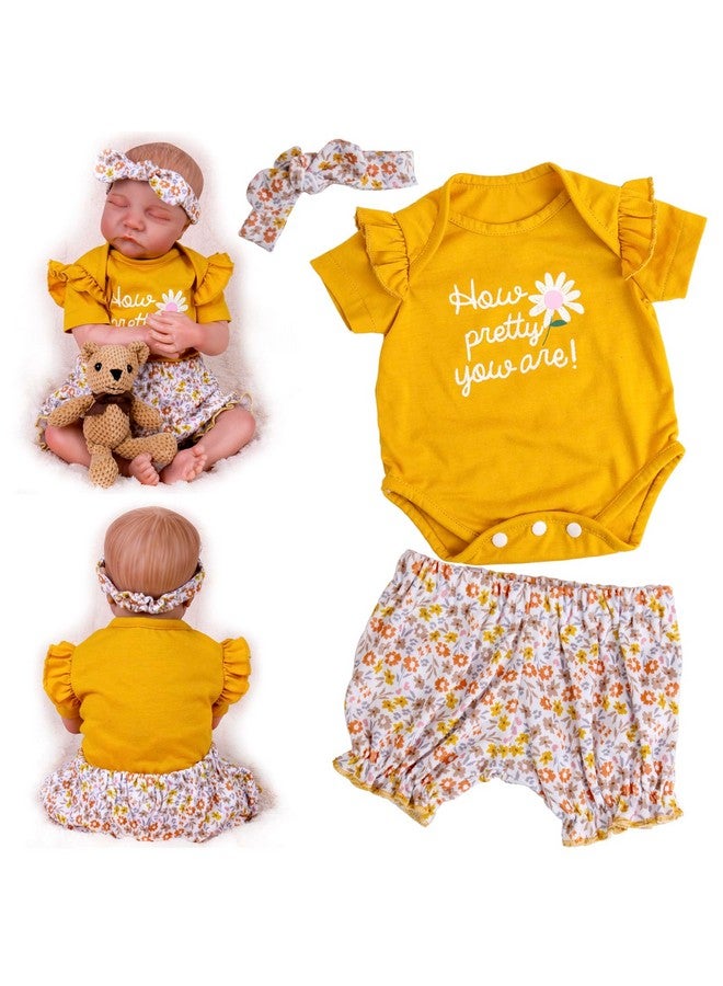 Reborn Baby Dolls Clothes 20 Inch Outfit 3 Pcs Yellow Flower Set For 1720 Inch Reborn Doll Newborn Girl