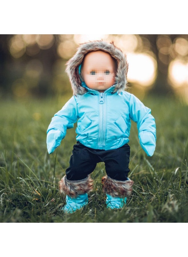 15 Inch Doll Clothes Designed For Use With Bitty Baby Dolls Blue Snow Suit Jacket Pants Mittens And Boots Compatible With American Girl'S Bitty Baby Twins