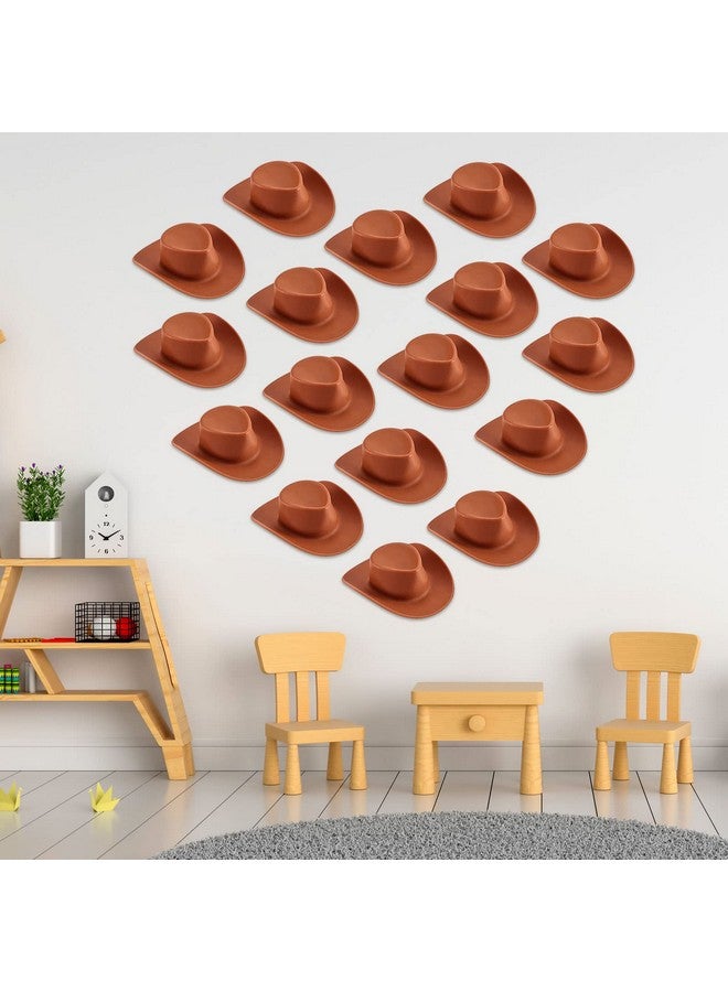 20 Pieces Plastic Mini Western Cowboy Cowgirl Hat Miniature Cute Doll Hat Party Dress Hat For Dollhouse Decoration (Browncute Style)