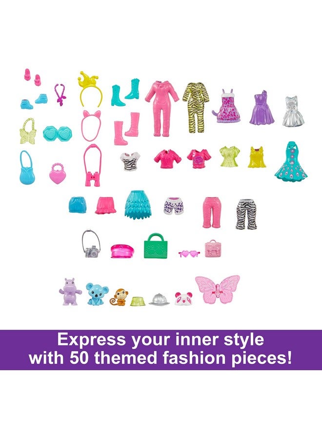 Set With 4 Dolls 3 Pets & 50 Fashion Accessories Stylin' Safari Fashion Collection Animalthemed Case