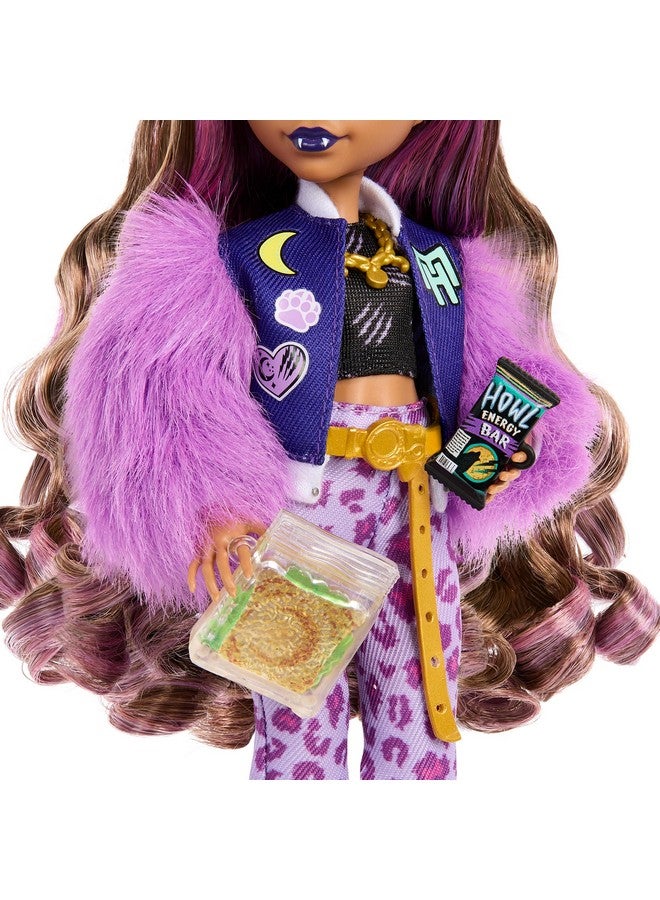 Clawdeen Wolf Doll With Pet Dog Crescent And Accessories Like Backpack Planner Snacks And More