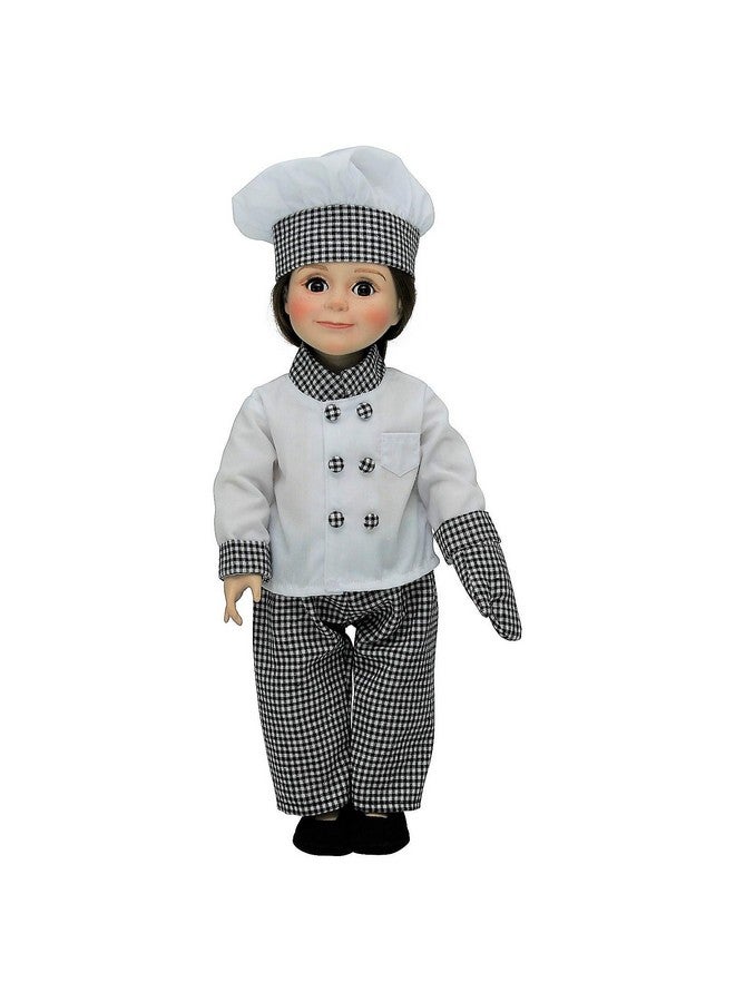 18 Inch Doll Clothes & Accessories 6 Pc Pastry Chef Clothing Outfit Jacket Hat Pants Shoes And Oven Mitt Compatible For Use With American Girl Dolls. Doll Not Included
