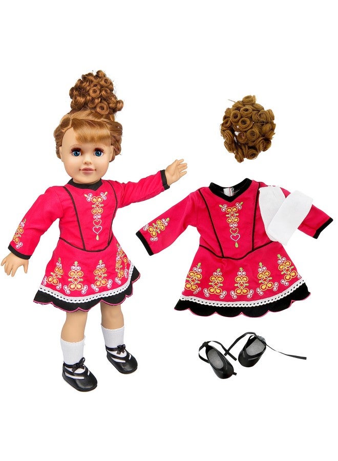 Irish Step Dancing Doll Outfit (4 Piece Set) Premium Handmade Clothes And Accessories For All 18