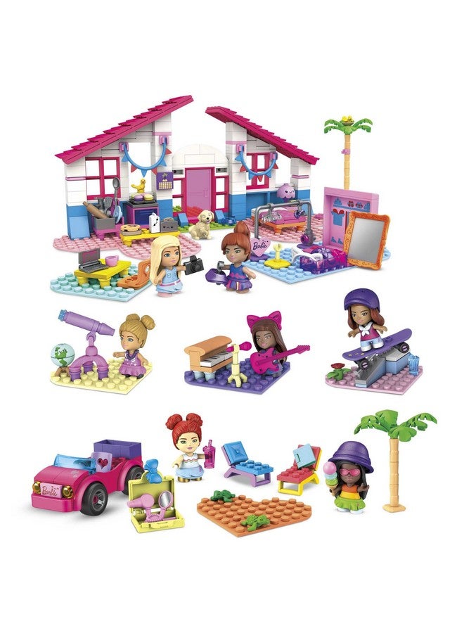 Arbie Malibu Building Sets Bundle 440 Bricks And Pieces With Fashion And Roleplay Accessories 7 Microdolls 1 Puppy 2 Birds And 2 Turtles Toy Gift Set For Ages 4 And Up