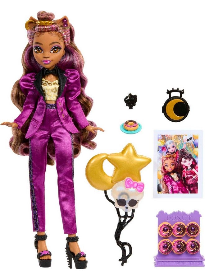 Doll Clawdeen Wolf In Monster Ball Party Fashion With Themed Accessories Including Balloons
