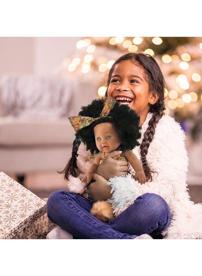 12’’ Black Baby Doll African American Black Dolls For Girls 1 2 3 4 5 Years Old 12Inch Realistic Reborn Baby Doll With Curly Hair For Toddler 13 Small Baby Doll Toy For Birthday Gift