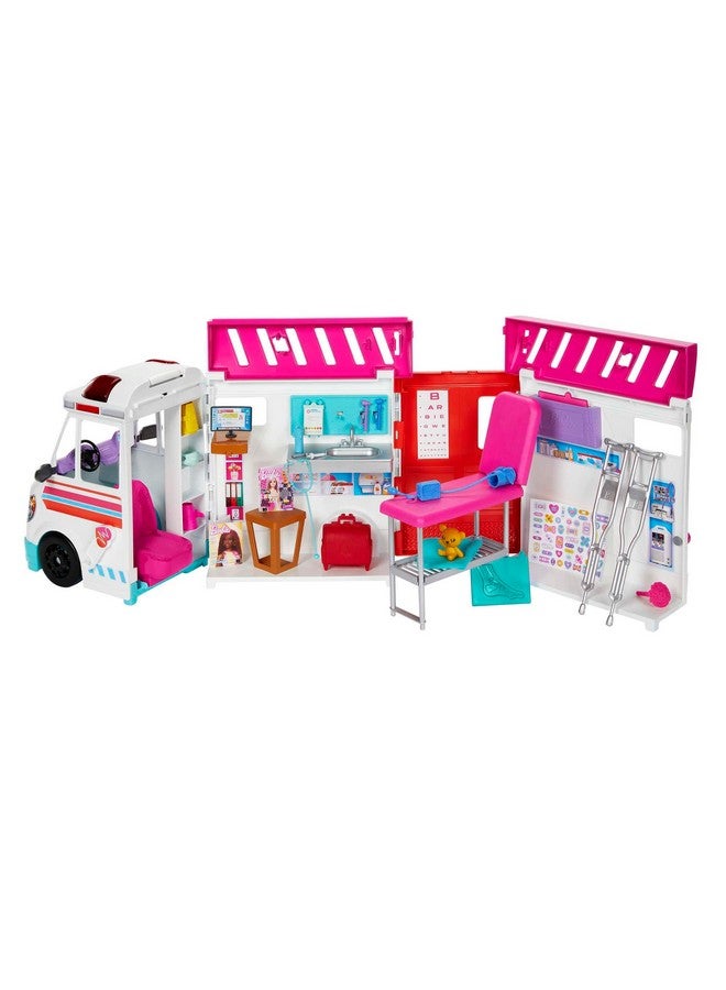 Askshy Barbie Toys Transforming Ambulance And Clinic Playset With Lights Sounds And 20+ Accessories Care Clinic Hkt79