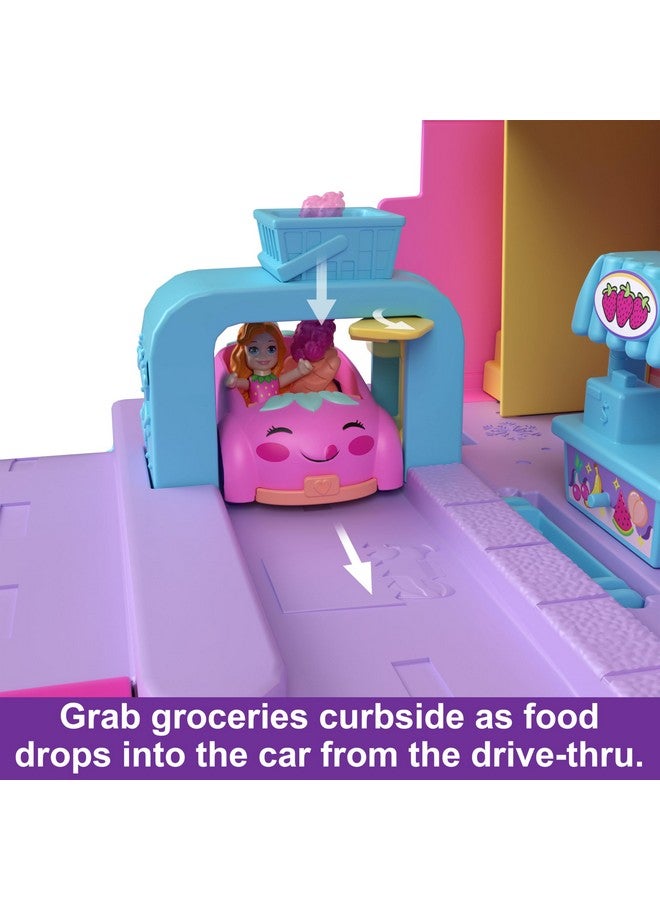 Dolls & Playset Food Toy With 2 Micro Dolls 12 Accessories With Toy Car And Pet Pollyville Fresh Market