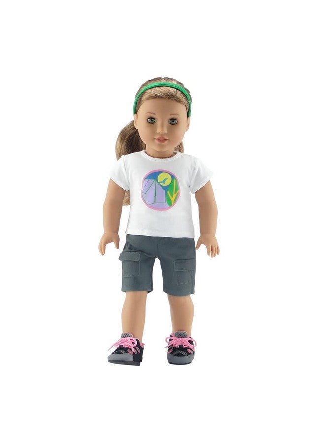 18 Inch Doll Girl Scoutinspired Camping Clothes Outfit Set Hiking Boots Shoes Included! Gift Boxed! Compatible With 18