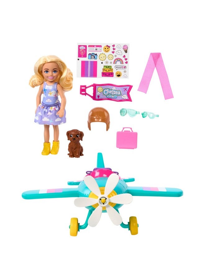 Chelsea Can Be… Doll & Plane Playset 2Seater Aircraft With Spinning Daisy Propellor & 7 Accessories Including Puppy & Stickers