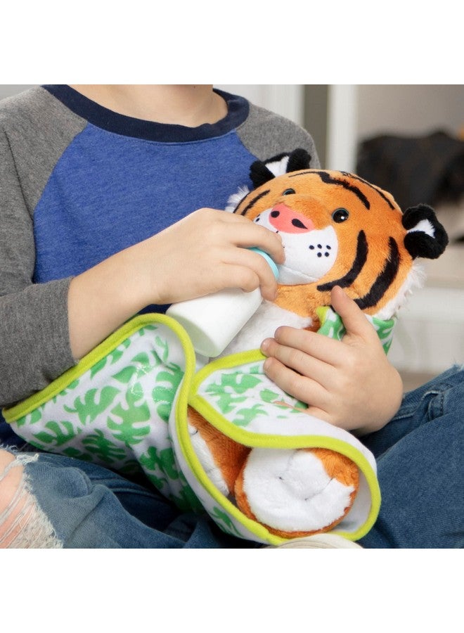 11Inch Baby Tiger Plush Stuffed Animal With Pacifier Diaper Baby Bottle