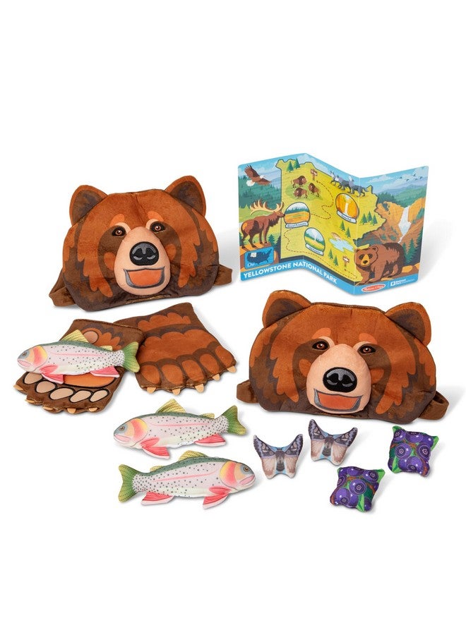Yellowstone National Park Grizzly Bear Games And Pretend Play Set With Plush Bear Heads And Bear Paw Gloves Kids Animal Activity For Preschoolers Games For Boys And For Girls Age 3+
