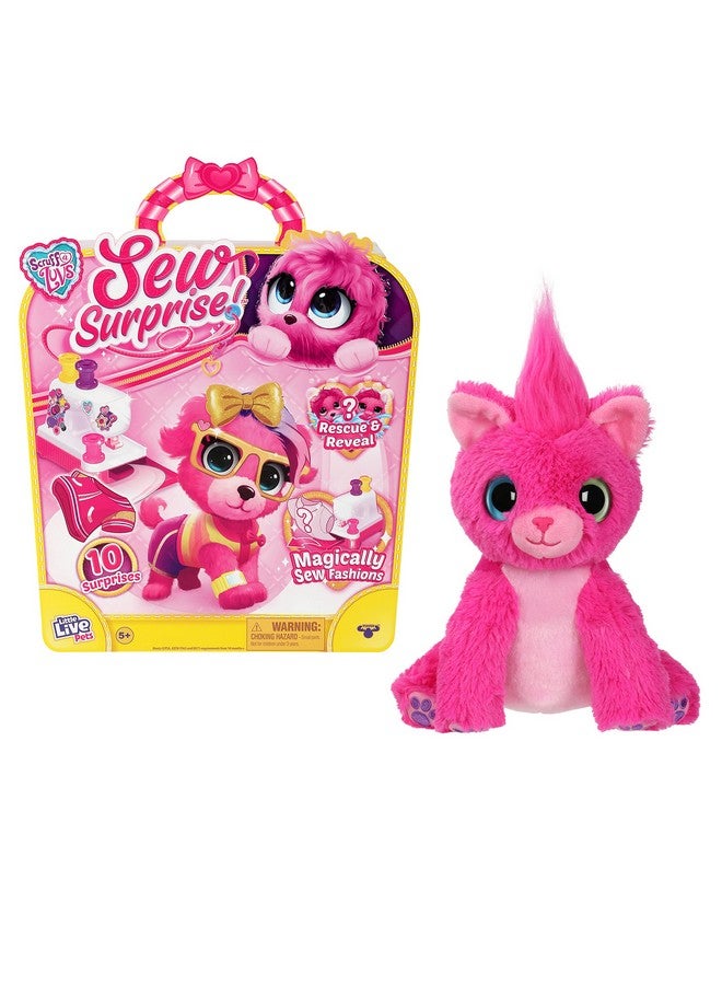 Scruffaluvs Sew Surprise Pink. Rescue Reveal & Groom A Mystery Puppy Or Kitten. Reveal Outfits To Dress Your Pet With The Magic Sewing Machine 3 Clothing Items Comb Glasses
