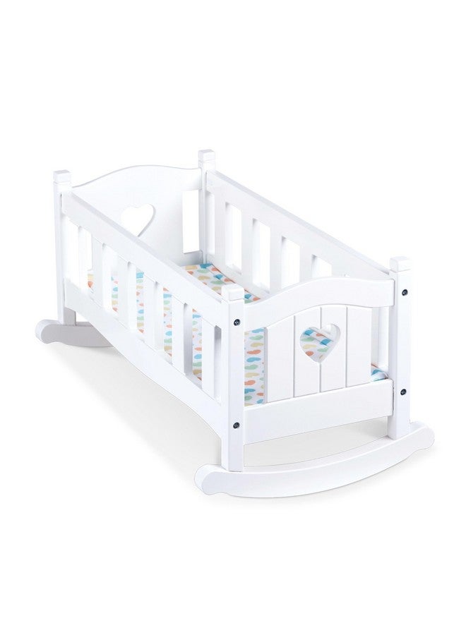 Mine To Love Wooden Play Cradle For Dolls Stuffed Animals White