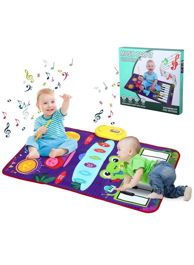 Baby Toy Musical Mat 2 In 1 Piano Keyboard & Drum Toy For Toddlers Early Education Portable Touch Musical Play Mat Birthday Xmas Gift Toy For 3 4 5+ Years Boys & Girls