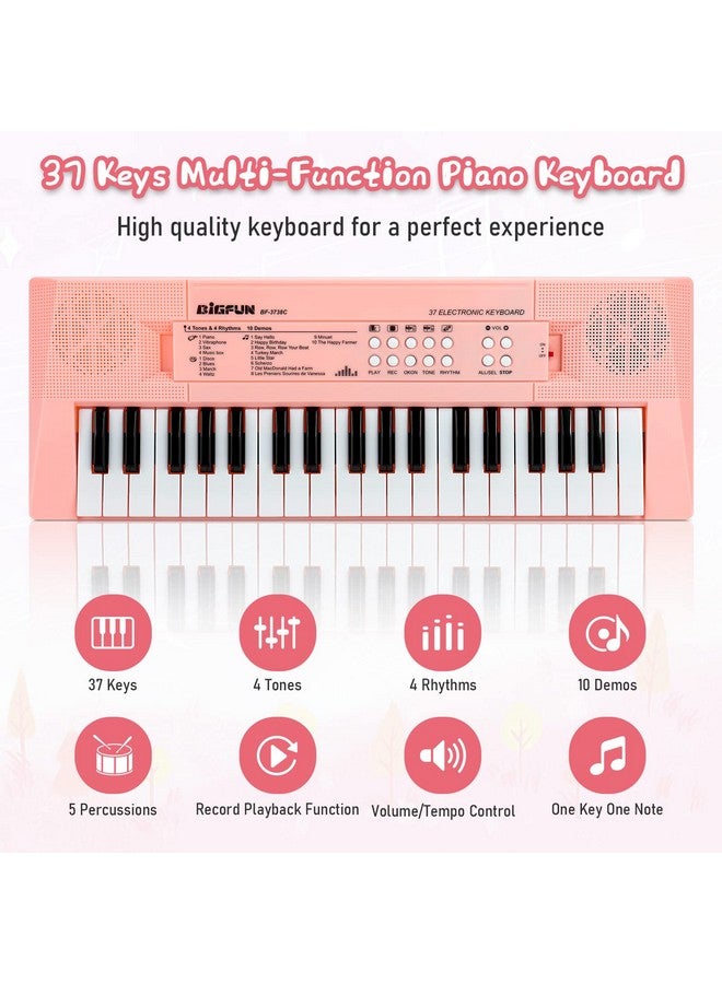 Kids Piano Keyboard 37 Keys Electronic Piano For Kids Portable Multifunction Musical Instruments Birthday Educational Gift Toys For 3 4 5 6 7 8 Year Old Boys Girls Children Beginner (Pink)