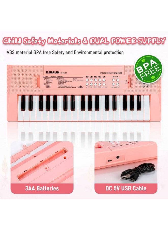 Kids Piano Keyboard 37 Keys Electronic Piano For Kids Portable Multifunction Musical Instruments Birthday Educational Gift Toys For 3 4 5 6 7 8 Year Old Boys Girls Children Beginner (Pink)