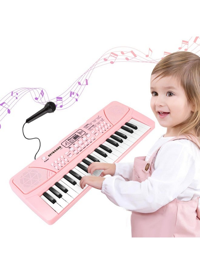 Kids Piano Keyboard With Microphone 37 Keys Portable Electronic Keyboards For Beginners Musical Toy For 3456 Year Old Girls Boys Pink