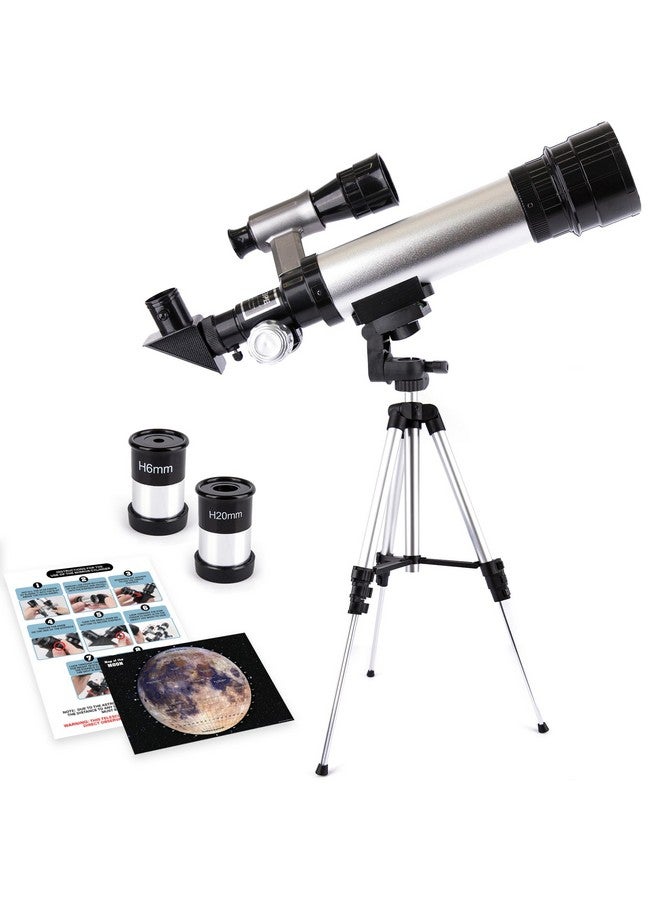Telescope For Beginners Fully Functioning Kids Telescope (60X Magnifcation) With 2 Eyepieces Aluminum Tripod Sturdy Carry Case And Constellation Map Telescope For Kids Star Gazing