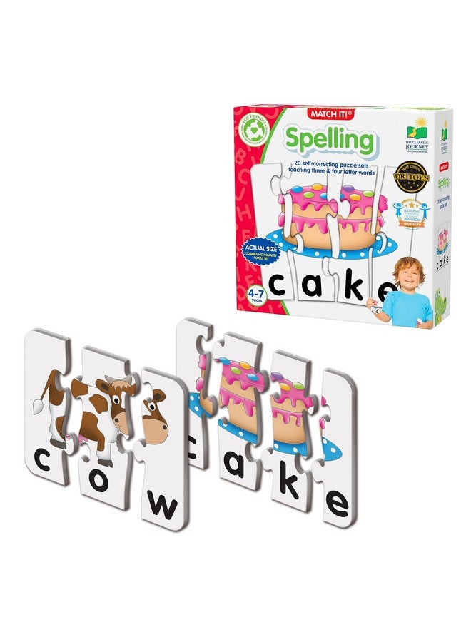 Match It Spelling 20 Piece Selfcorrecting Spelling Puzzle For Three And Four Letter Words With Matching Images Learning Toys For 4 Year Olds Award Winning Toys