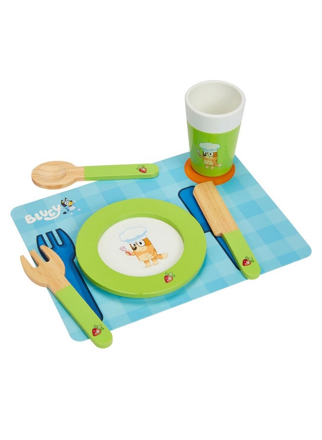 Bluey Dine In With Bluey Set 32Piece Wooden Toy Set With Magic Asparagus Plates Utensils & More Perfect For Roleplay & Imaginative Fun Fsccertified Suitable For 3 Years & Up