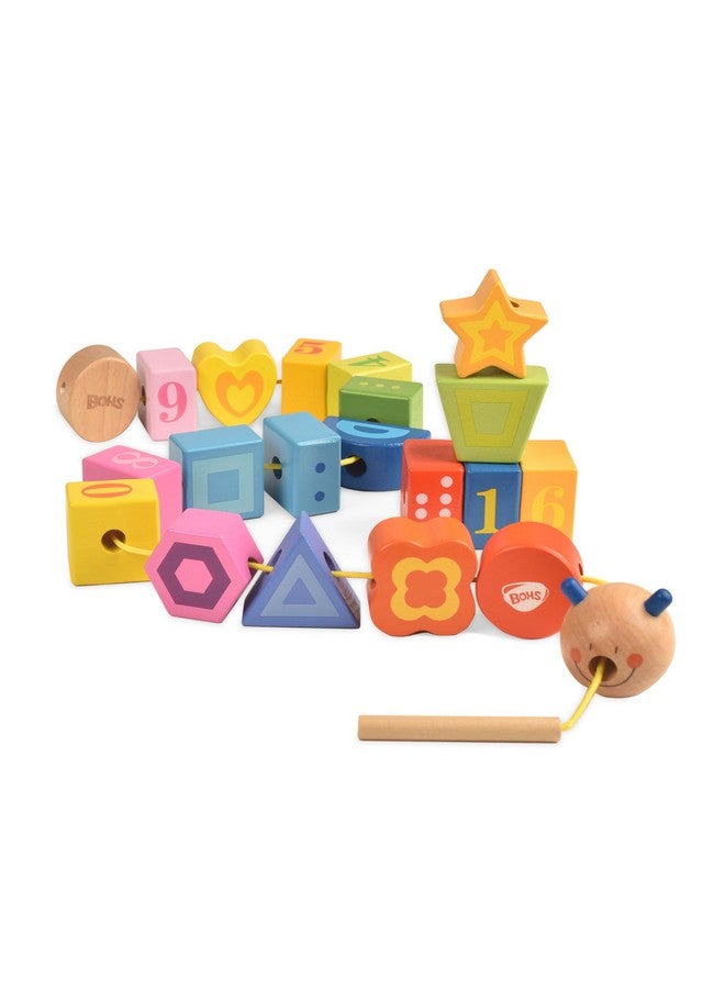 Caterpillar Lacing Blocks Threading & Stacking Toddler Learn Counting Numbers And Shapes Baby Kids Fine Motor Skills Toys