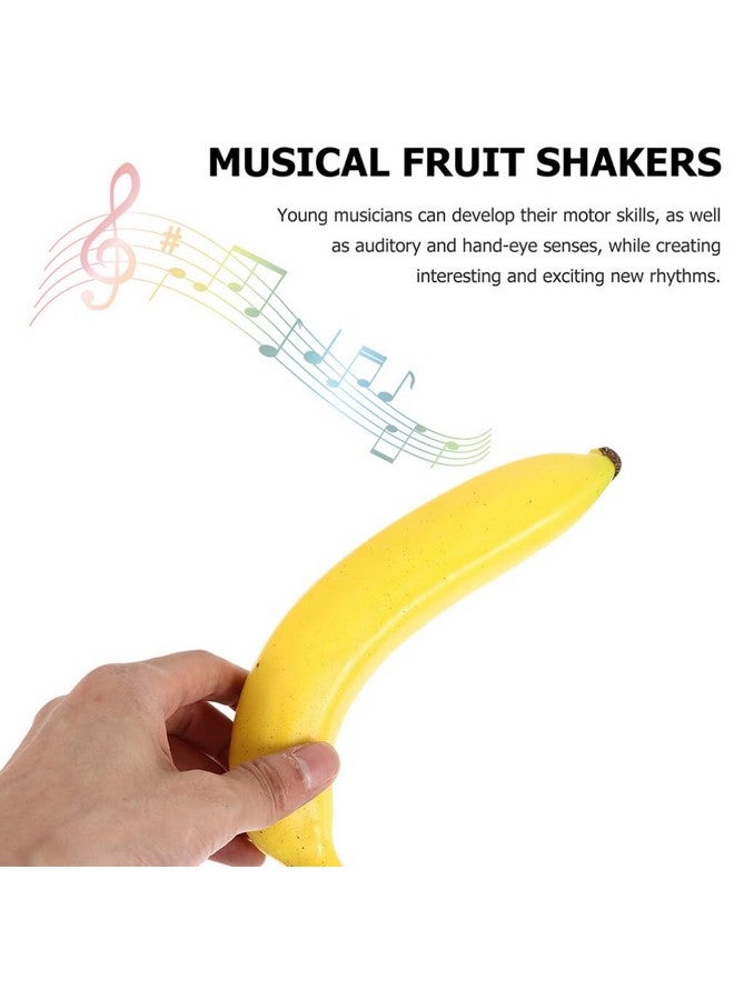 2Pcs Musical Shakers Fruit Sand Shakers Plastic Banana Orange Maracas Percussion Musical Toy Hand Percussion Children Maraca Percussion Instrument Cognitive Toys