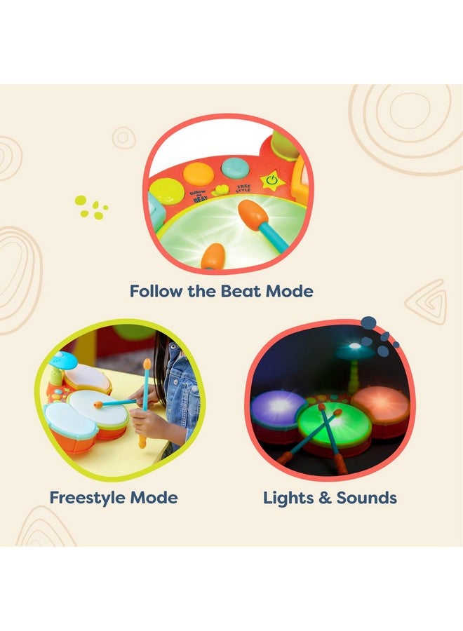 Little Beats Kids Drum Set Musical Instrument Instruments For Toddlers Music & Lights 2 Years +