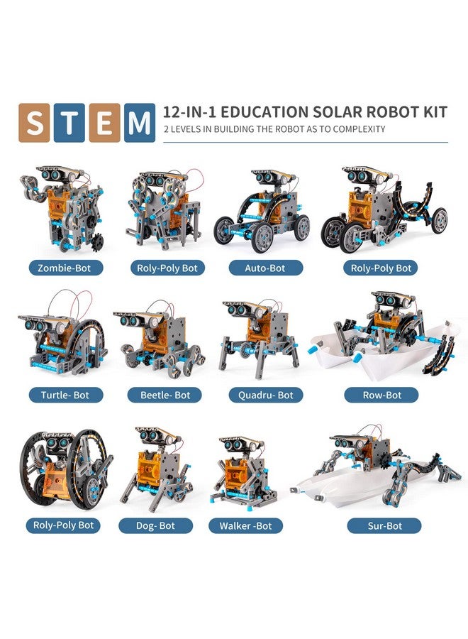 Stem Educational Robot Building Kit 12In1 Science Experiment Toys With Solar Power For Kids Ages 813