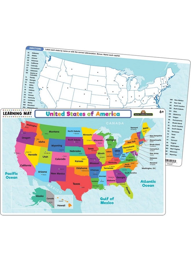 United States Of America Map Learning Mat