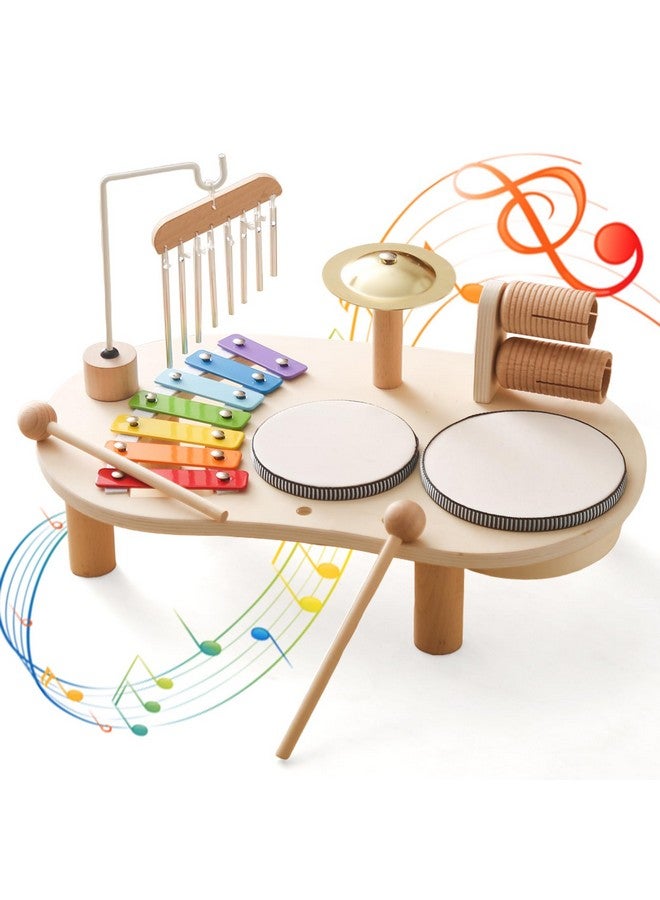 Promise Baby Musical Instruments Wooden Percussion Instruments For Kids Drum Set Xylophone Montessori Preschool Educational Toddler Musical Toys Gifts For Girls Boys