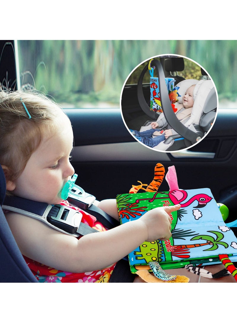 2 PCS Soft Cloth Baby Books for 0-6 Months, High Contrast Sensory Toys, Crinkle Touch and Feel, Teething, Suitable for Car Seat, Travel, Tummy Time, 6-12 Months Infant Gift