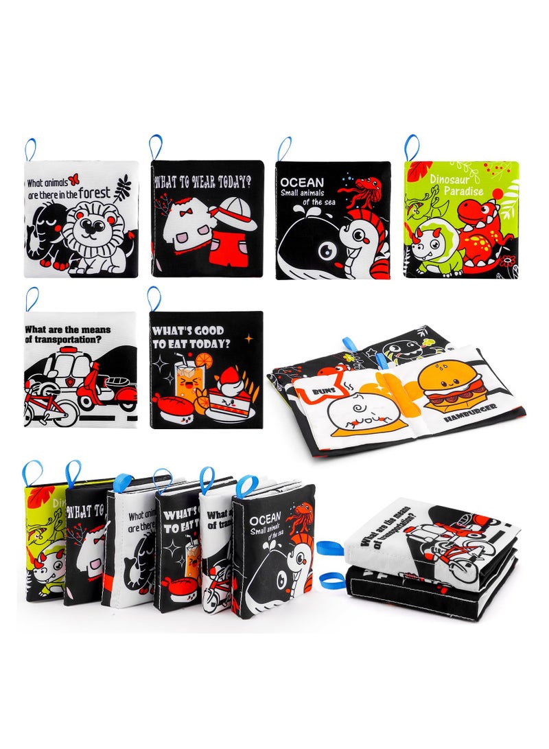 Soft Baby Books Toys for 0-6 and 6-12 Months, Indestructible High Contrast Black and White Crinkle Books, Washable, Chewable, Non-Toxic Early Educational Books,Gifts for Newborn Boys and Girls