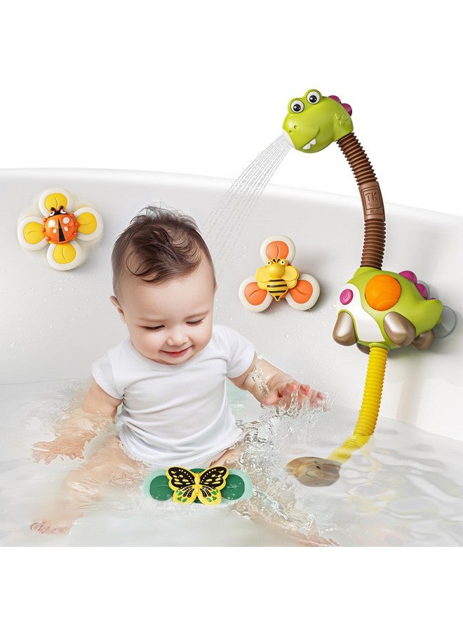 Tumama Baby Bath Toy With Shower Head And 3 Spinner Toys Dinosaur Water Spray Squirt Shower Faucet And Bathtub Water Pump Summer Essentials For Toddlers Infants Kids