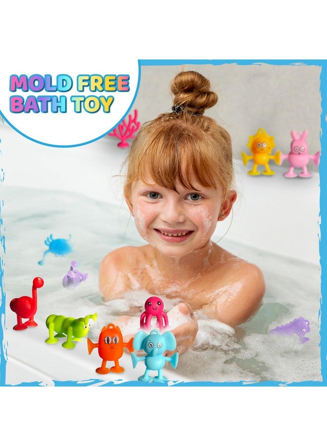Suction Bath Toys For Kids 12 Pcs Toddlers Ages 38 Boys Girls Unisex Mold Free No Hole Animal Sensory Toys Travel Silicone Window Suction