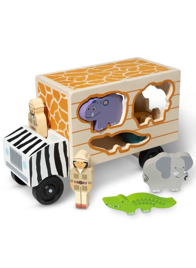 Animal Rescue Shapesorting Truck Wooden Toy With 7 Animals And 2 Play Figures Vehicle Toys For Toddlers