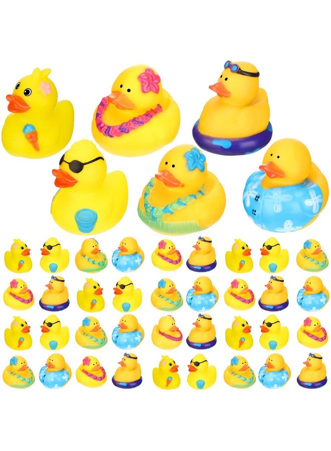 36 Pcs Summer Beach Rubber Ducks Bath Toy Rubber Duck Bulk Yellow Mini Ducks For Birthday Gifts Shower Party Favors Activity Birthday Decoration Rewards (Pool)