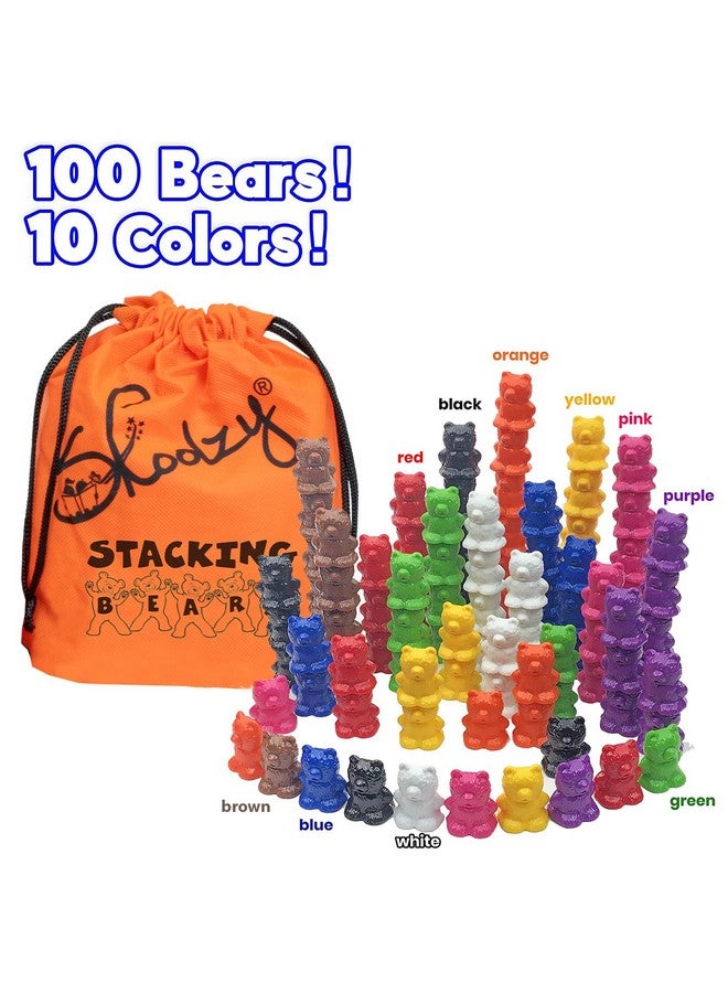 Stackable Counting Bears Color Sorting Toys For Toddlers 100 Pc Montessori Toddler Sorting Toys Sorting Games Teaching Counting Toys For Toddlers 3+ Manipulatives For Preschoolers