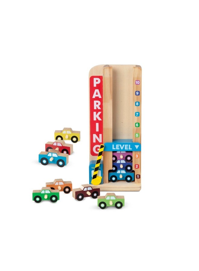 Stack & Count Wooden Parking Garage With 10 Cars
