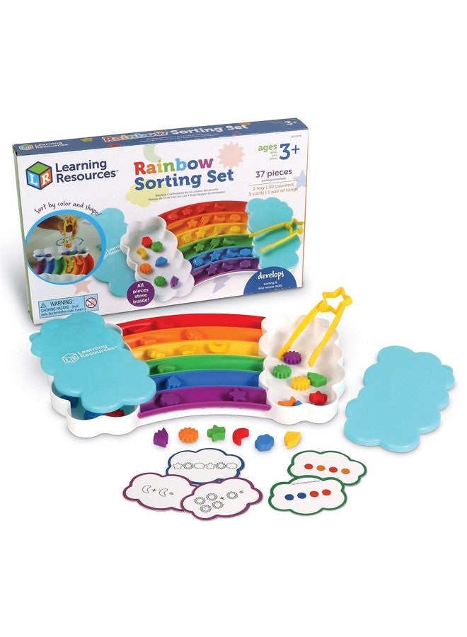 Rainbow Sorting Set37 Pieces Ages 3+ Fine Motor Skills Color And Sorting Recognition Addition Skills Sensory Tray Toys