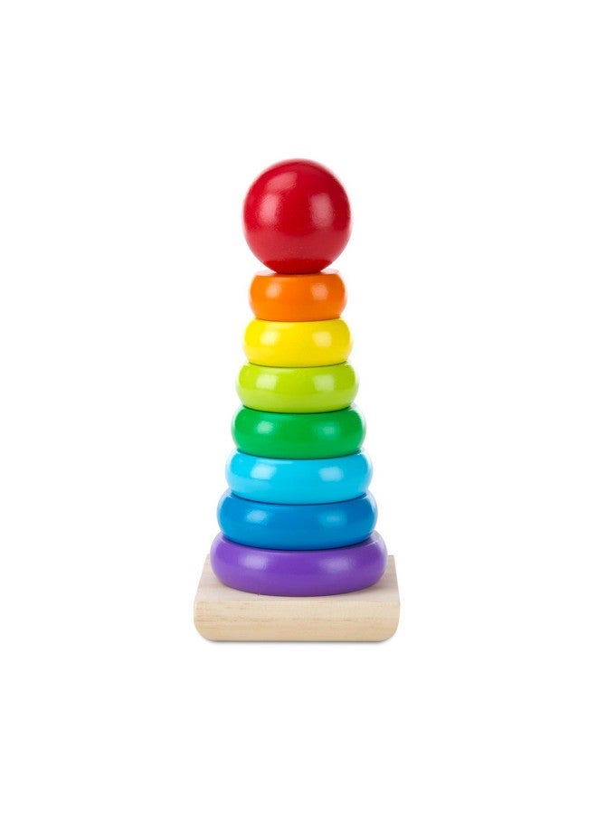 Rainbow Stacker Wooden Ring Educational Toy Wooden Rainbow Stacking Rings Baby Toy Stacker Toys For Infants And Toddlers