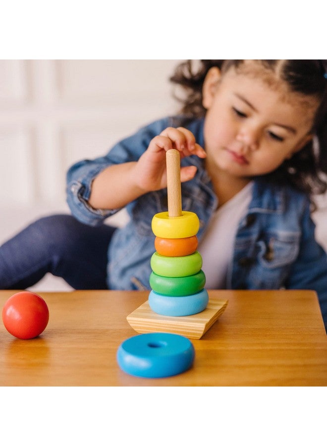 Rainbow Stacker Wooden Ring Educational Toy Wooden Rainbow Stacking Rings Baby Toy Stacker Toys For Infants And Toddlers