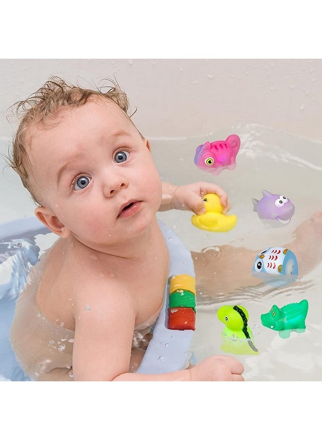Bath Toys For Toddlers 13No Hole Light Up Bath Toys Baby Bathtub Toys Bathroom Floating Animal Set With Colorful Flashing Led Light For Baby (Funny Forest Animal Style)