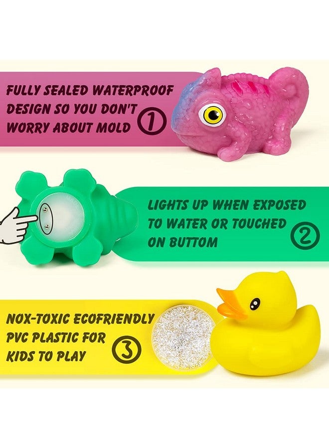 Bath Toys For Toddlers 13No Hole Light Up Bath Toys Baby Bathtub Toys Bathroom Floating Animal Set With Colorful Flashing Led Light For Baby (Funny Forest Animal Style)