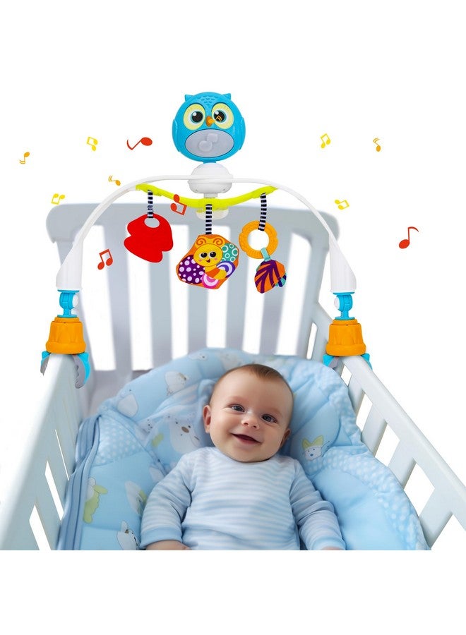 Baby Crib Toy With Relaxing Music & Light Stroller Arch Toy With Adjustable Activity Arch & Play Accessories Sensory Travel Crib Bouncer Bassinet Toy For Infants 0 Months Olds And Up