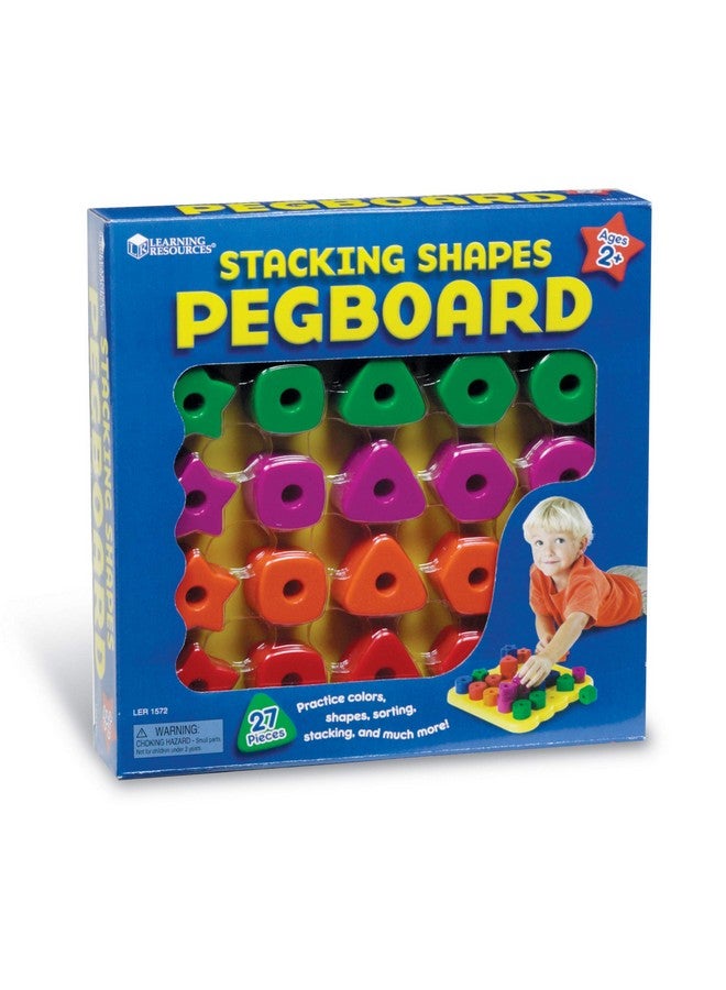Stacking Shapes Pegboard Toddler Pegboard Stacking Pegboard Set Fine Motor Toy 27 Piece Set Ages 2+