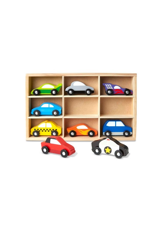Wooden Cars Vehicle Set In Wooden Tray Toys For Toddlers And Kids Ages 3+