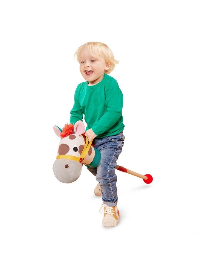 Classic Hobby Horse Plush Stick Horse Wooden Pole & Sensory Textures Realistic Sounds 2 Years + Pony Pal