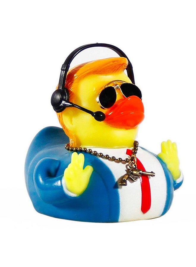 Large Rubber Duck Ornaments For Car Accessories Dashboard Decorations Trump Duck Toys With Sunglasses Headphones And Necklace (Style A)